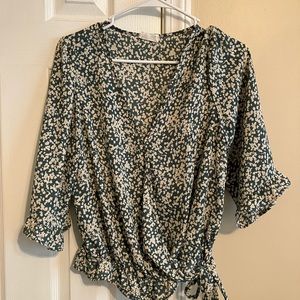 Med green and crème color blouse brand Sienna Sky